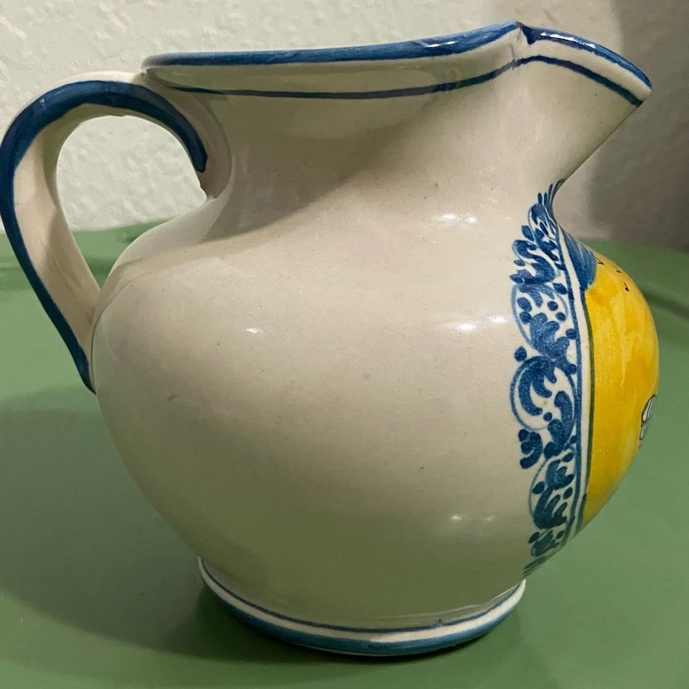 🖤 Italian Ceramic Rooster Chicken Pitcher Hand Painted Italy (Marked) - Picture 2 of 14